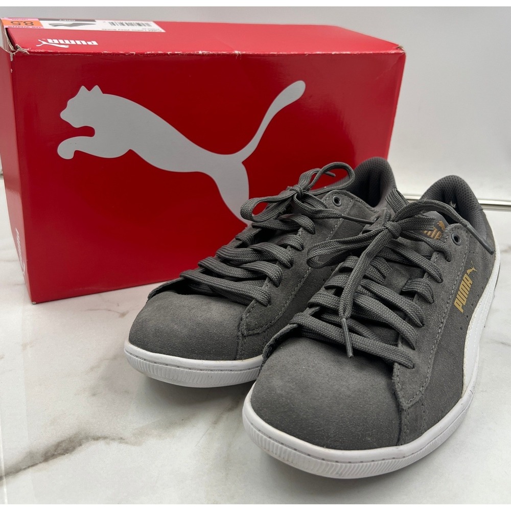 Puma Vikky v2 Grey Shoes Womens Sz 8.5 Suede Low Top Sneakers 369725-26